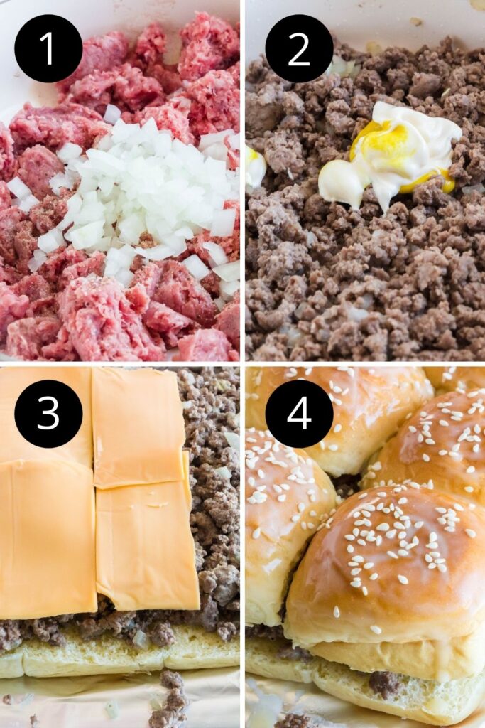 beef slider recipe collage on how to make