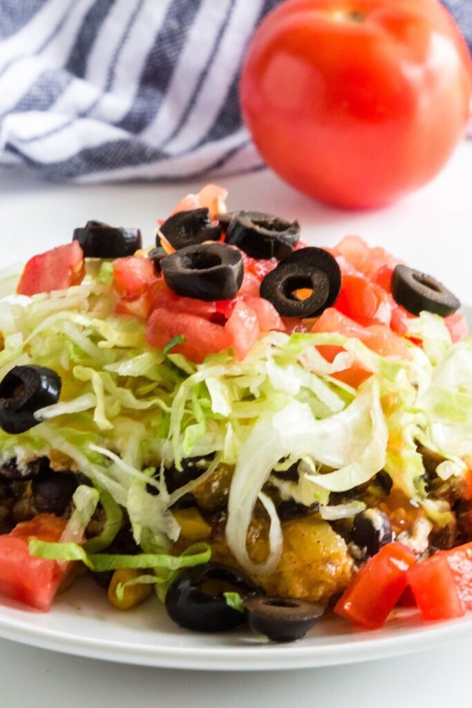 ground beef taco casserole on plate