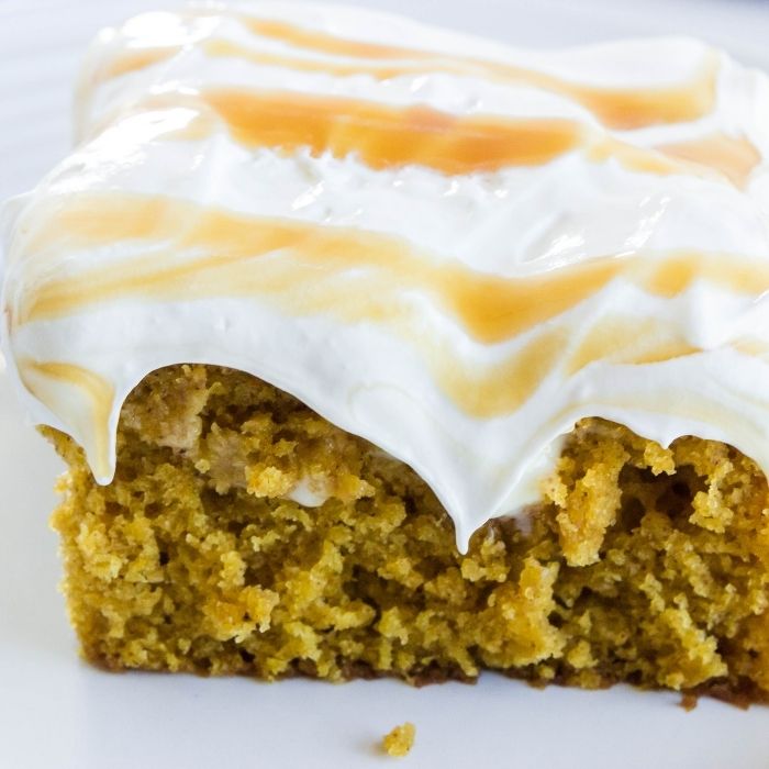 caramel pumpkin cake on plate 