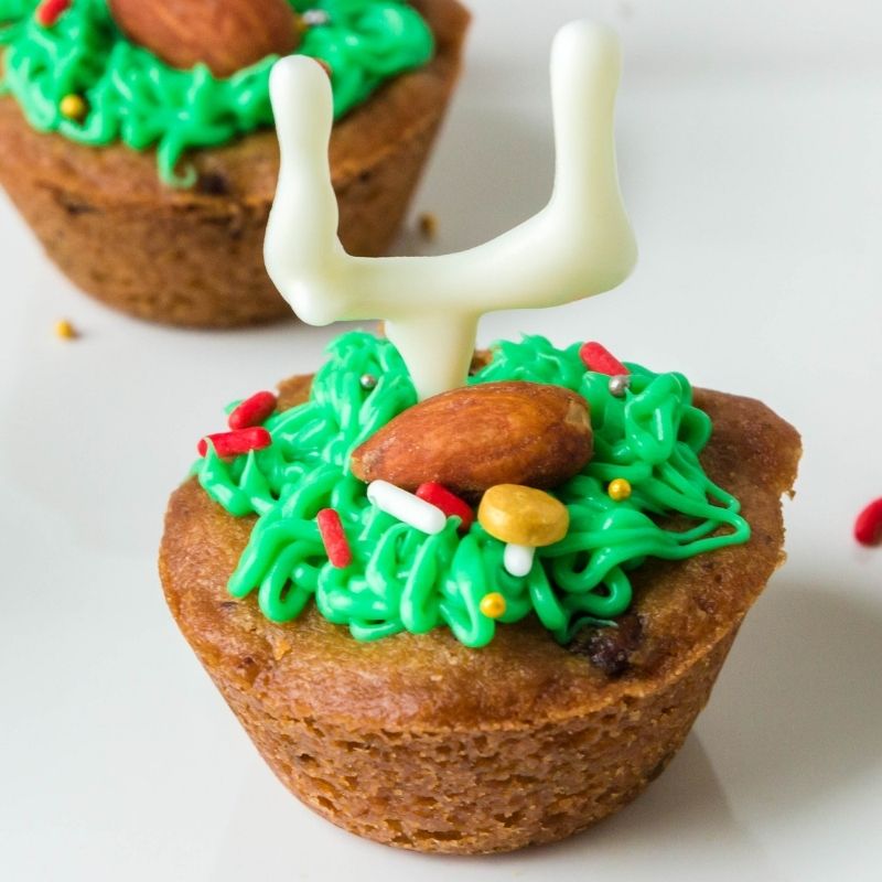 mini cookie cups for football season on platter 