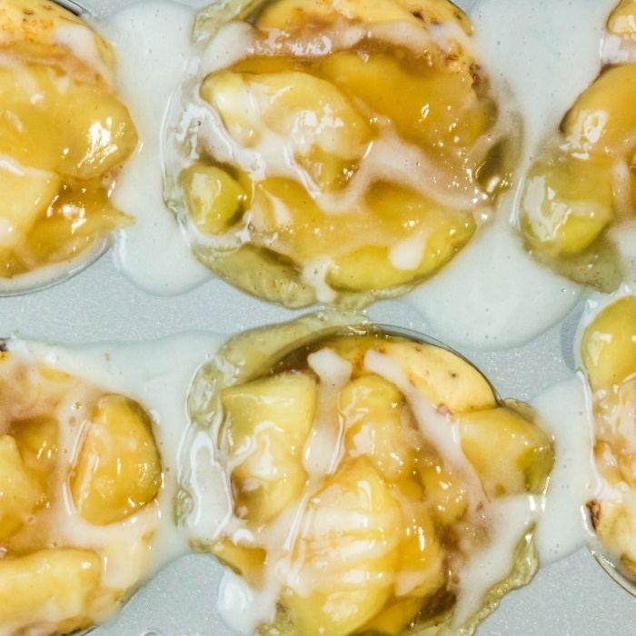 apple pie cups in muffin tin overhead shot 