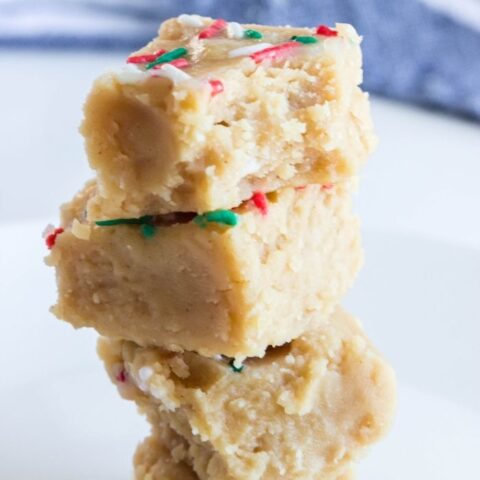 stacked peanut butter fudge on top of each other
