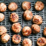 meatballs in an air fryer basket