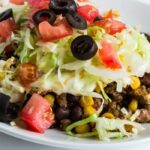 mexican cornbread with beef on plate