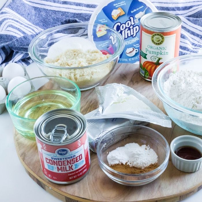 poke cake ingredients on table