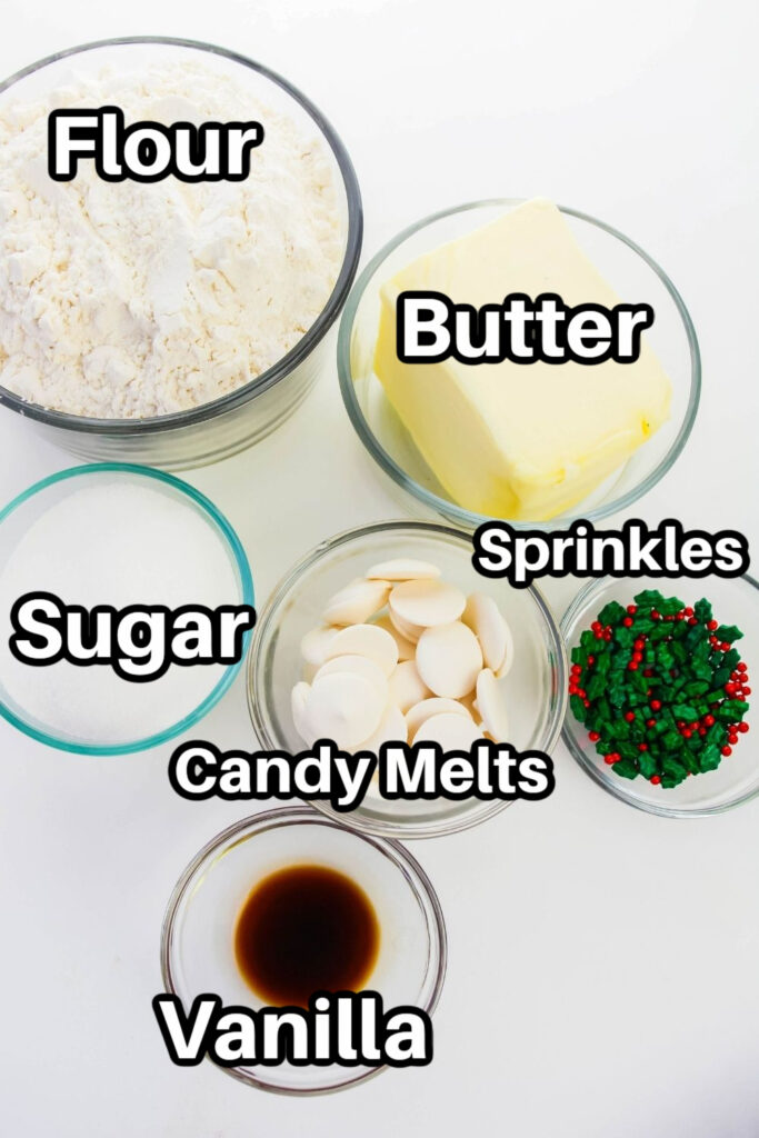 shortbread ingredients on white counter