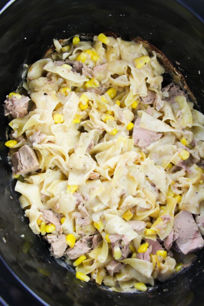 tuna casserole mixed together
