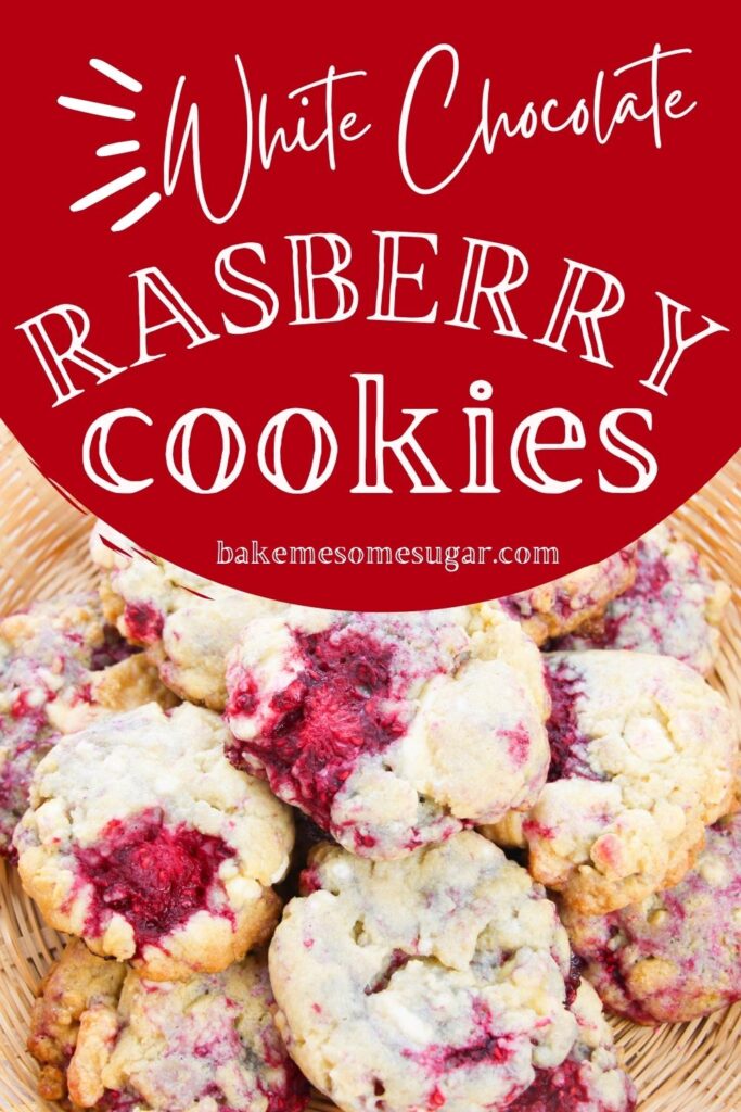 White Chocolate Raspberry Cookies in a basket 