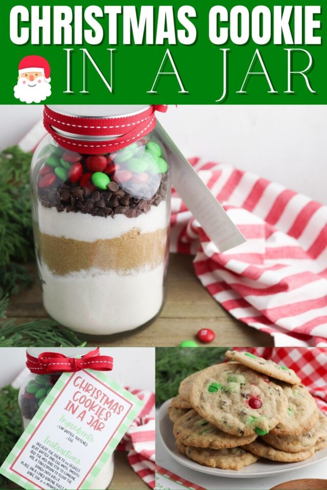 Christmas M&M Cookie Mix In A Jar Recipe • Bake Me Some Sugar