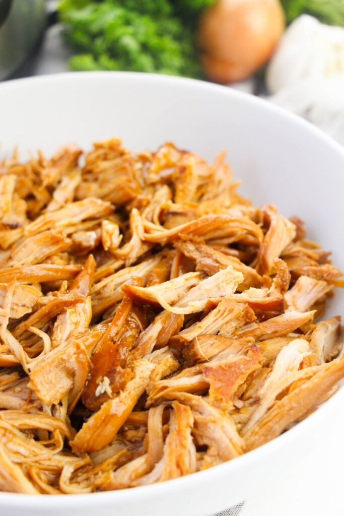 shredded chicken in a bowl 