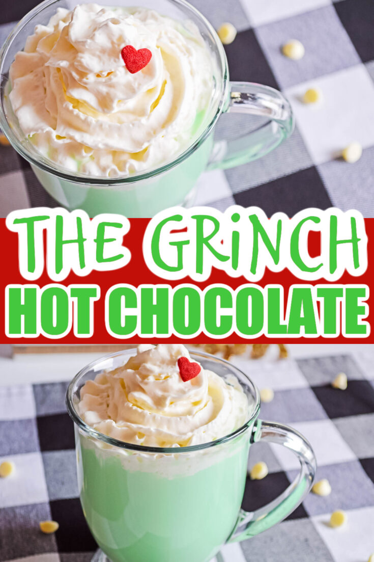 White Chocolate Grinch Hot Chocolate Recipe • Bake Me Some Sugar