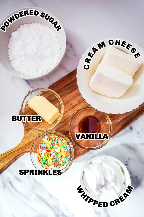 ingredients for cheesecake dip on table