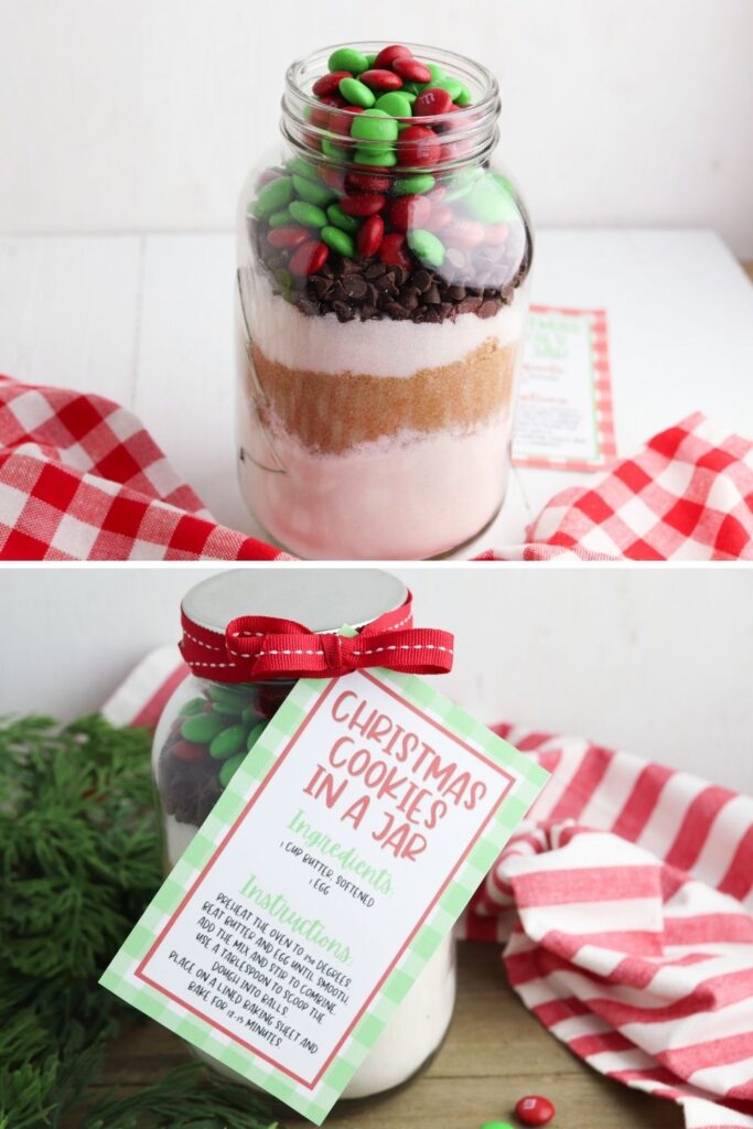 DIY Christmas Cookie Mason Jar Decoration Kit with 4 recipe