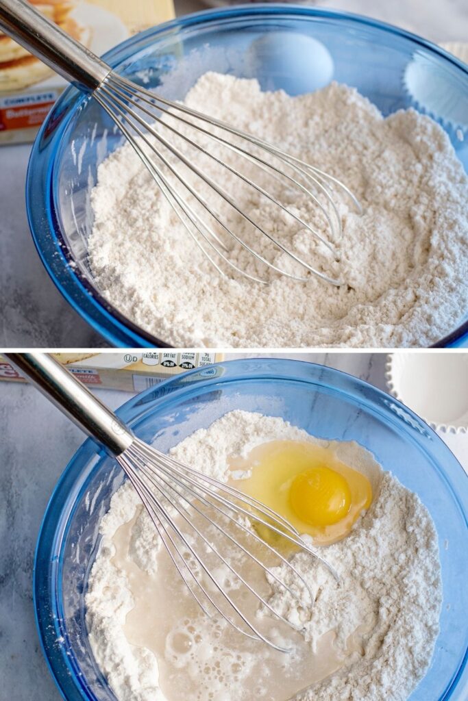 mixing up pancake mixture 