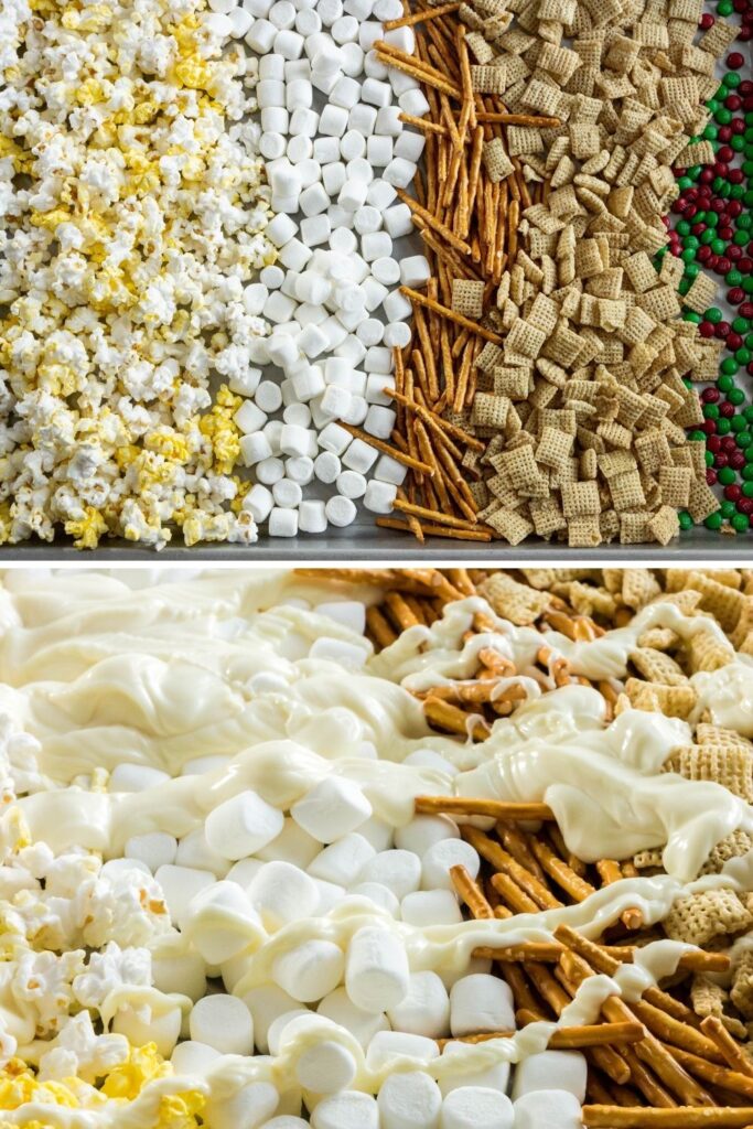 popcorn snack mix collage 