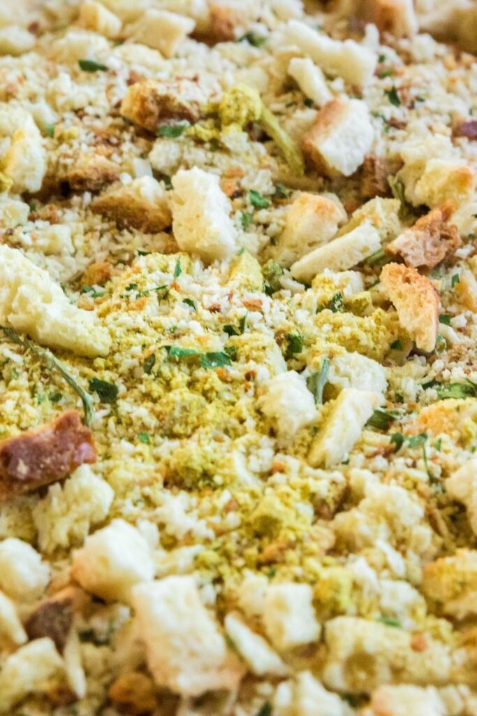 stuffing in casserole dish