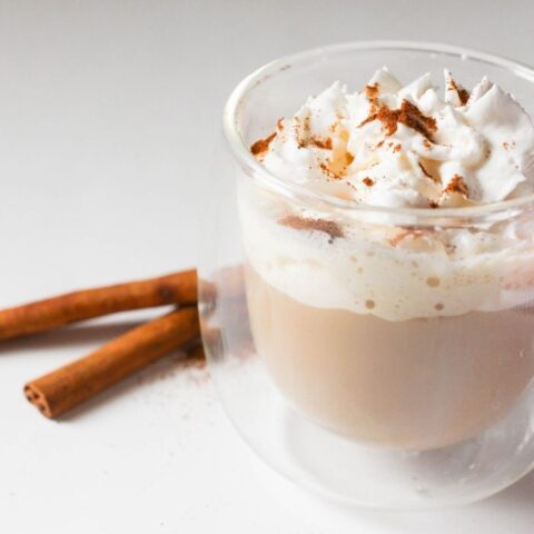 latte on counter with sticks