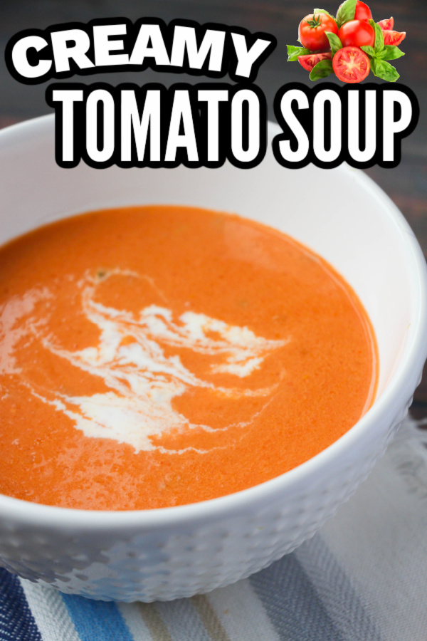 tomato soup in a bowl with writing on top 