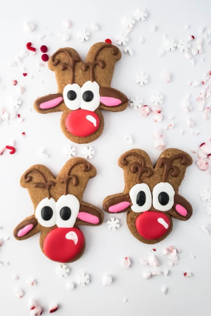 Christmas cookies on white counter 