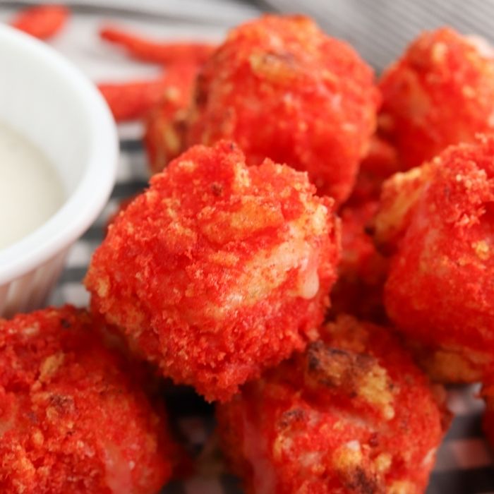 air fryer cheese bites on tray 