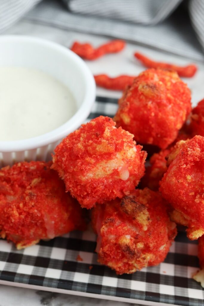 close up of cheese bites on plate