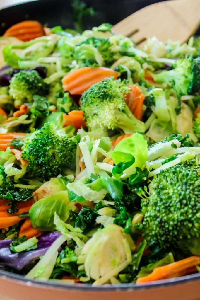 vegetables in a pan 