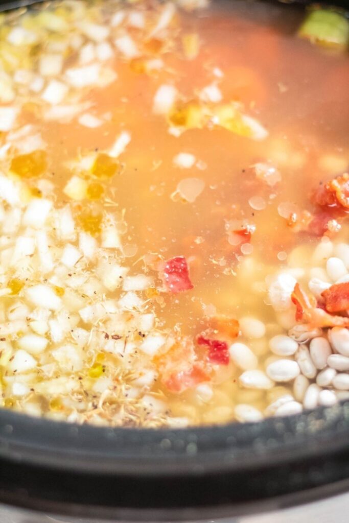 crockpot bacon soup overhead shot 