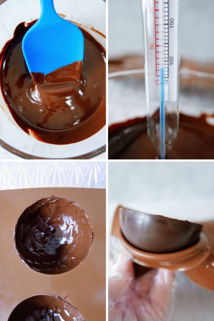 collage of images on how to make hot chocolate bombs