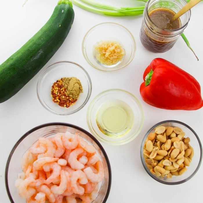 ingredients for shrimp on counter