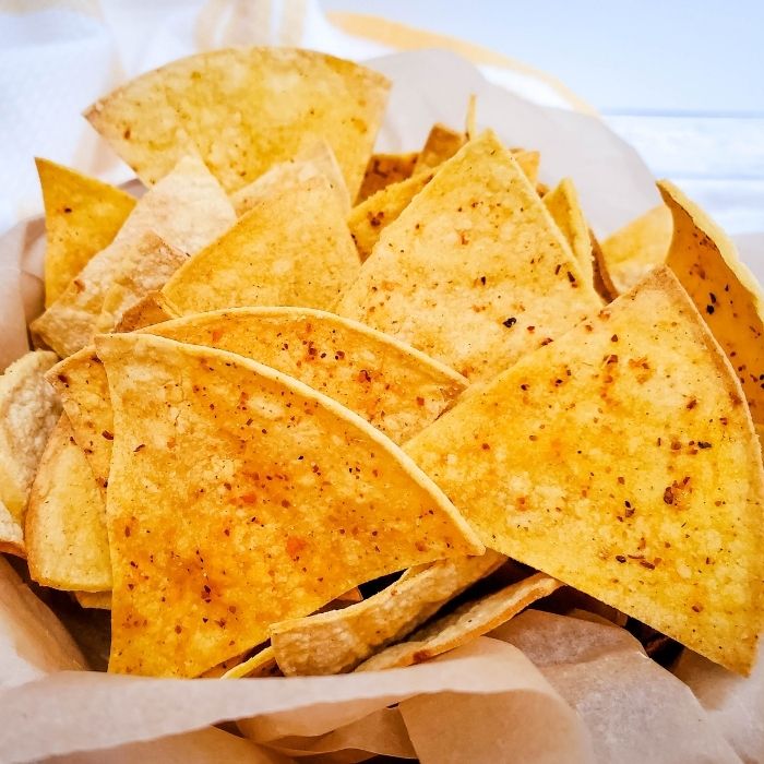 corn tortilla chips in basket