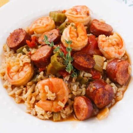 shrimp gumbo on a plate