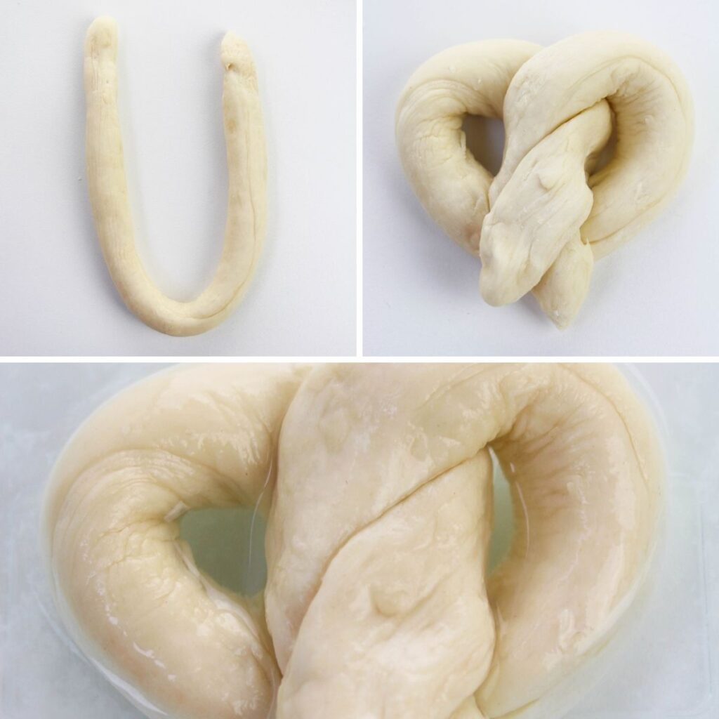 collage on how to form soft pretzels 