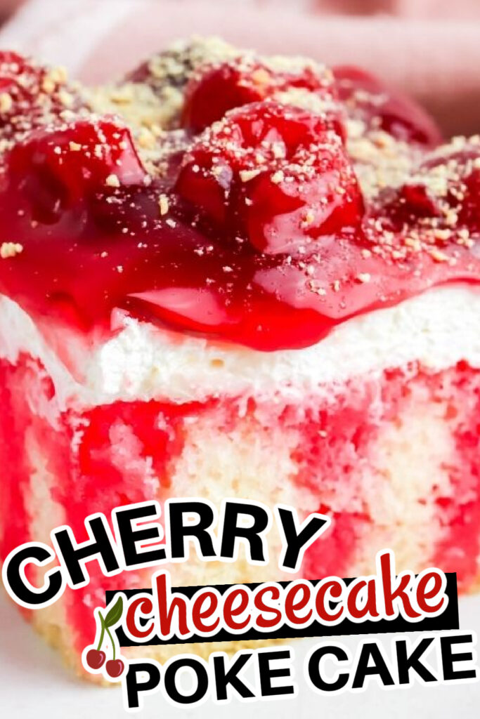 cherry poke cake close up 