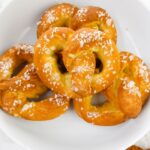 pretzels on a white plate