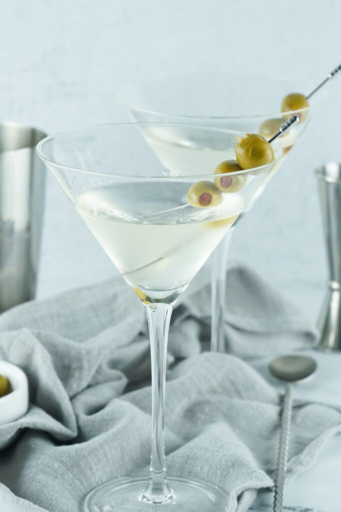 extra dirty martini in a glass 