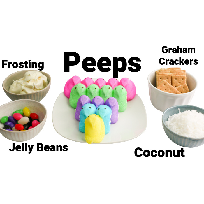 ingredients for peep gingerbread house 