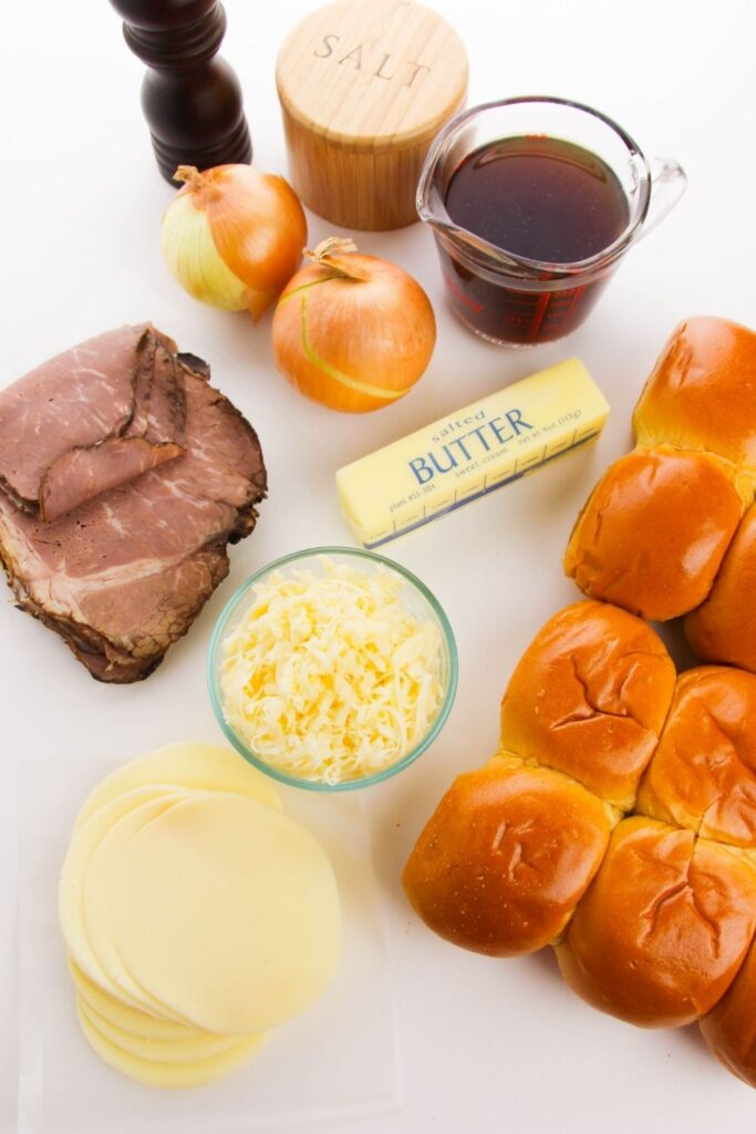 ingredients for sliders on white counter