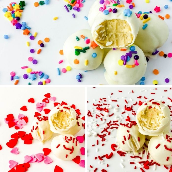 truffles with different sprinkles in a collage