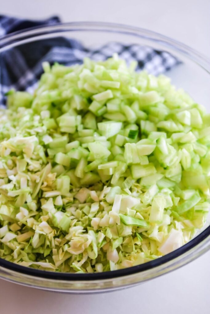 chopped cabbage salad in a bowl