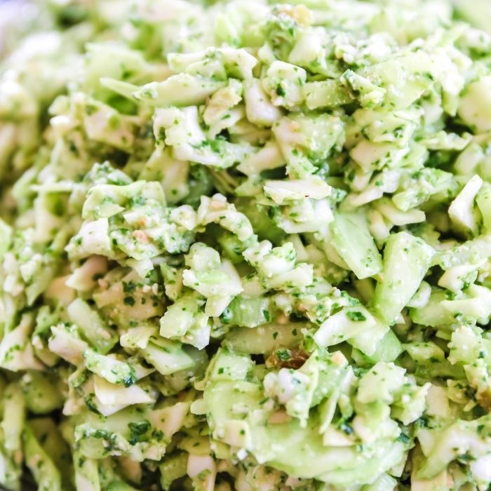 close up view of green goddess salad
