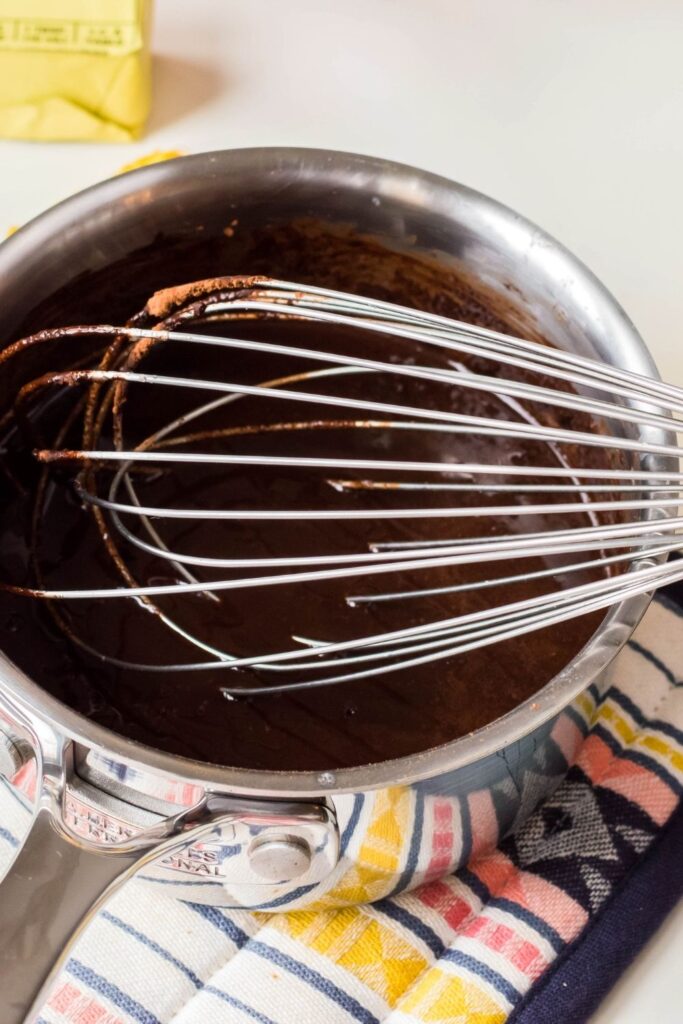 cocoa mixture in a pan on the stove