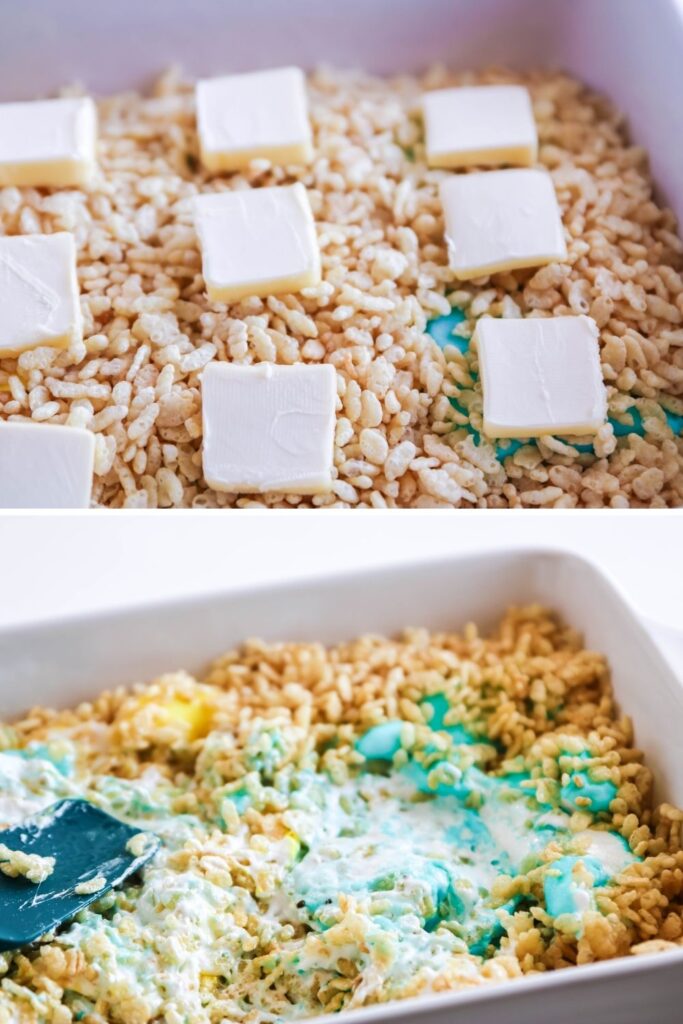 peep rice krispie treats collage on how to make