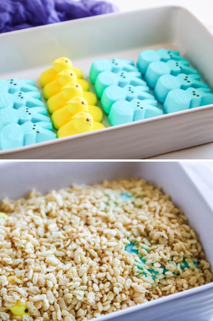 How to Make Peeps Rice Krispies Treats in Oven • Bake Me Some Sugar