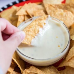 dipping chip in queso blanco