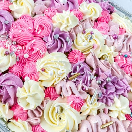 overhead flower cake