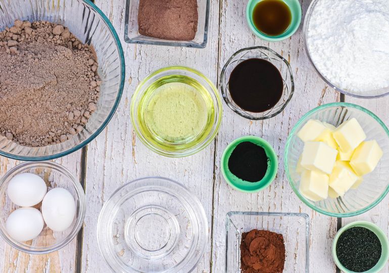 ingredients for black cupcakes 