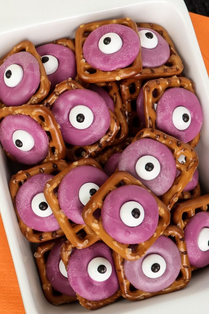 chocolate covered pretzels in a bowl 