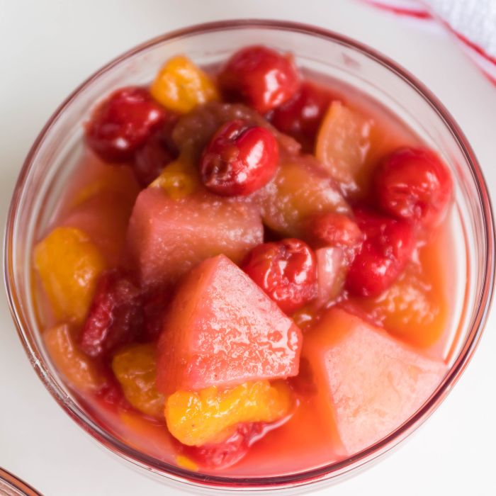 cooked fruit in a glass bowl 