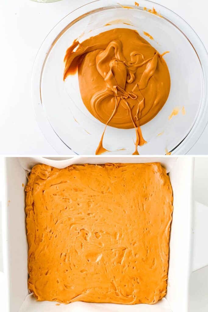 butterscotch fudge steps in a collage 