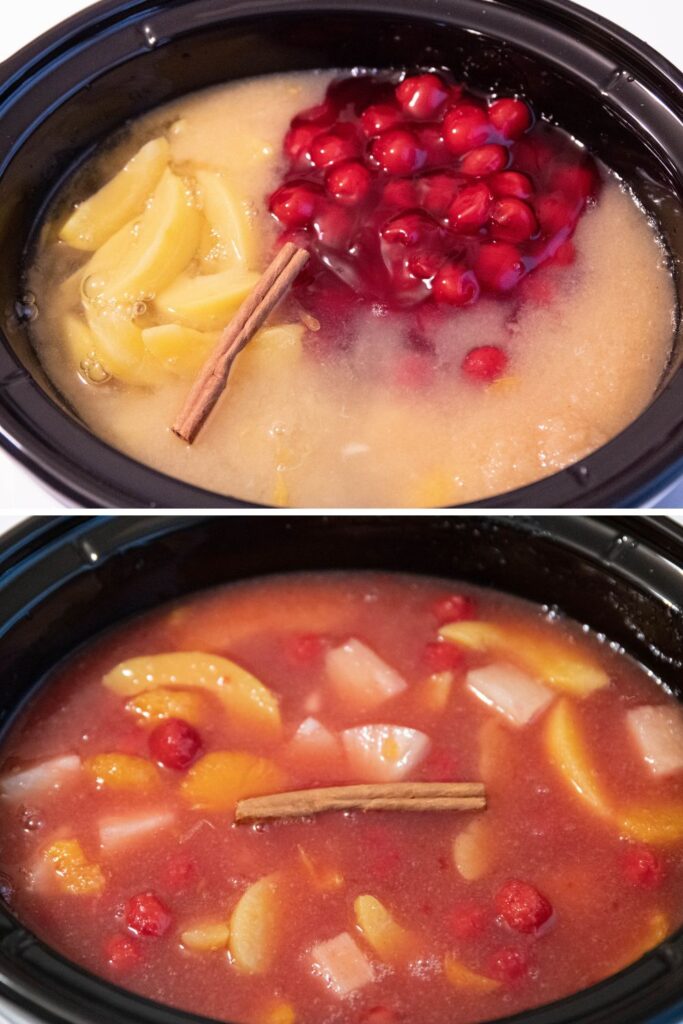 hot fruit in a crockpot collage 